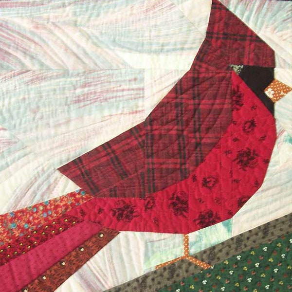 Quilt pattern Cardinal, paper pieced Cardinal quilt block