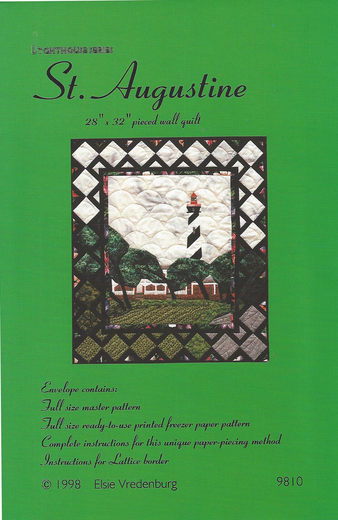 Lighthouse Quilt Pattern, St. Augustine Lighthouse Quilted Wall Hanging, Paper Pieced, St