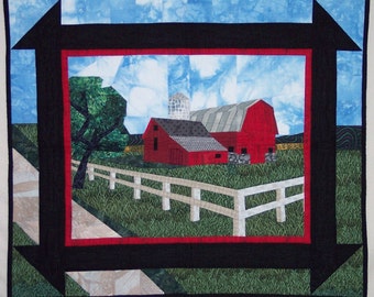 Quilt Pattern:  Red Barn quilted wall hanging paper pieced