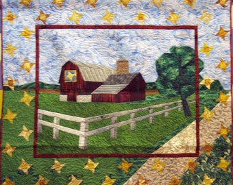 Quilted wall hanging, Barn Quilt, Along the Quilt Trail quilted wall hanging, patchwork quilt