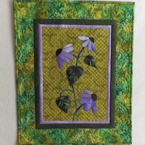 Quilted wall hanging Purple Coneflower