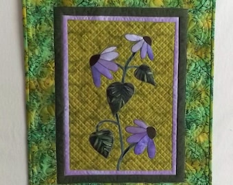 Quilted wall hanging Purple Coneflower