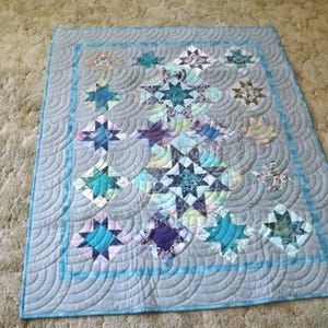 Gray and Teal Child Quilt Lap Robe