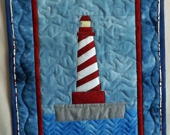 Lighthouse quilted wall hanging White Shoal Michigan lighthouse