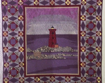 Lighthouse quilted wall hanging Quilted lighthouse Lighthouse quilt