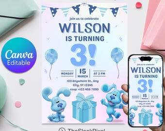 Printable Blue Clues Birthday Invitation: Editable Template (Digital Invite)