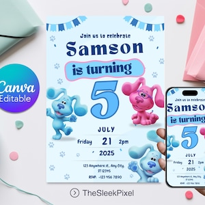 Editable Blues Clues Birthday Birthday Invitation, Kids Birthday Party Invitation, Blue Clues Invitation, Blue Clues Digital Birthday Invite
