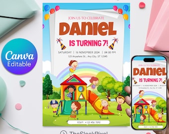 Playground Birthday Invitation: Editable Kids Party in the Park (Digital)