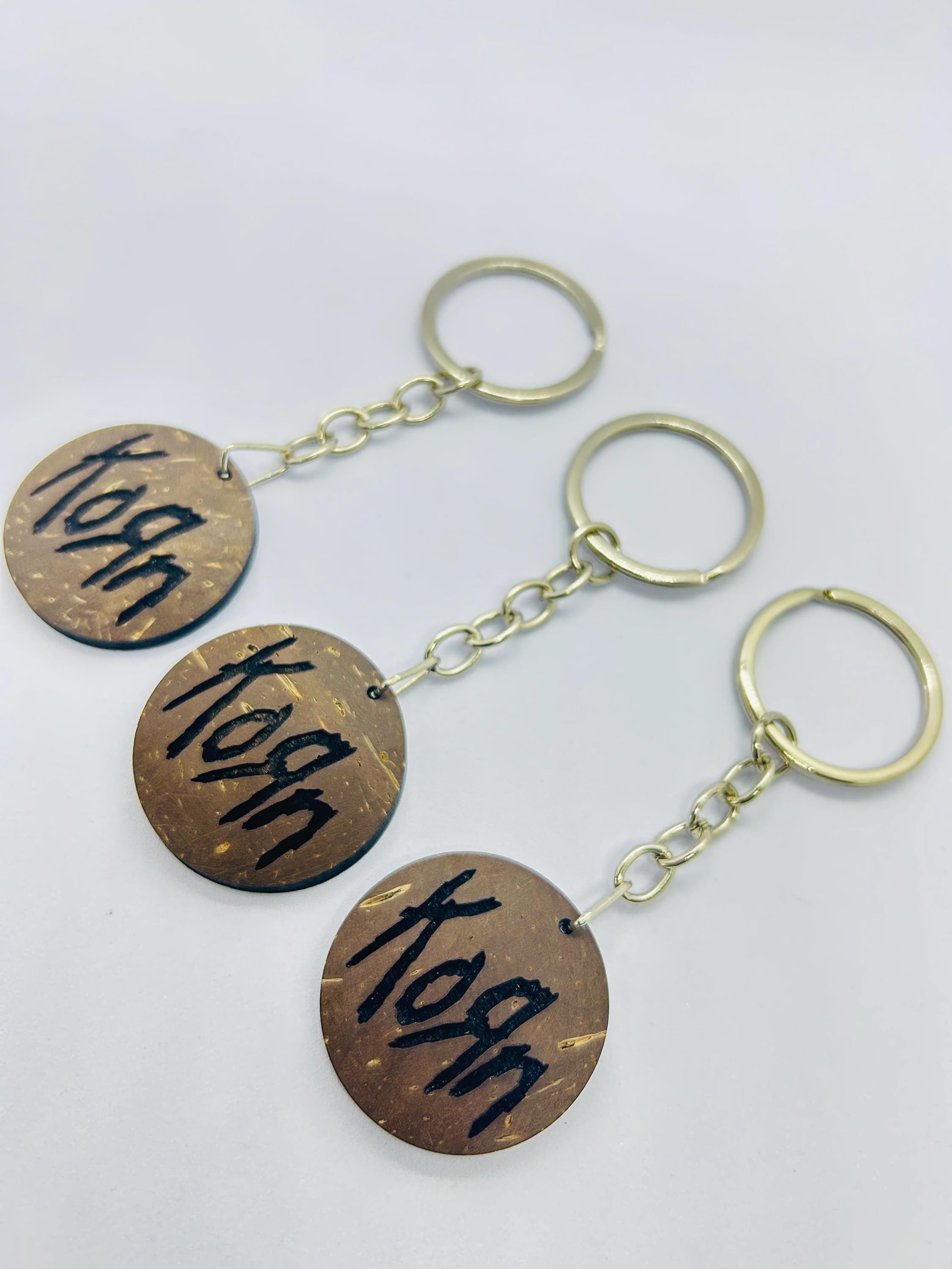 Korn Metal Band Engraved Coconut Shell Keyring - Keychain Handcrafted ...