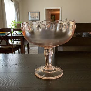 Vintage Pink Pedestal Compote, Teardrop by Indiana Glass