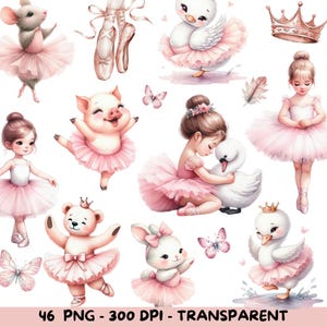 46 imágenes prediseñadas de bailarina de acuarela, imágenes prediseñadas de cisne PNG, ballet de acuarela, arte digital de bailarina, arte de bailarina, ilustración de cisne, ballet PNG