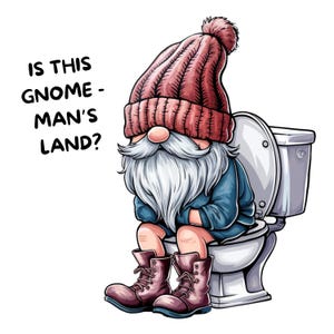 12 aquarel grappige kabouter op toilet clipart | "Is dit het land van de kabouterman?" | 4000 x 4000 png, transparante achtergrond