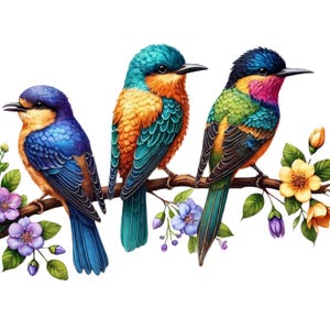 29 PNG Aquarell Vögel auf einem Zweig Clipart, transparenter Hintergrund, 5000 x 5000 Pixel, Aquarell Illustration Vögel, Aquarell Vögel