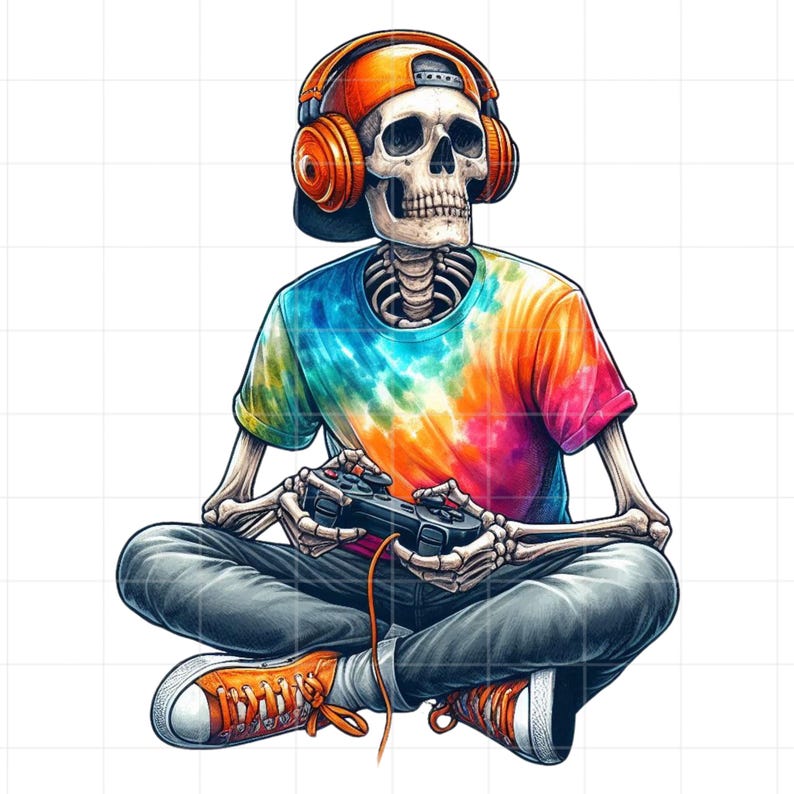 12 Watercolor Skull With Game Controller Clipart, PNG Transparent ...