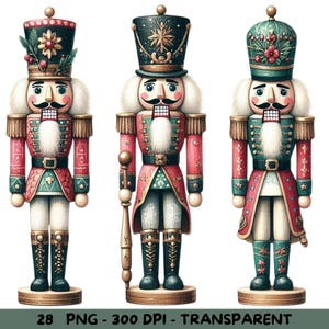 28 Watercolor Vintage Nutcracker Clipart | Traditional Christmas PNG files | Transparent Background