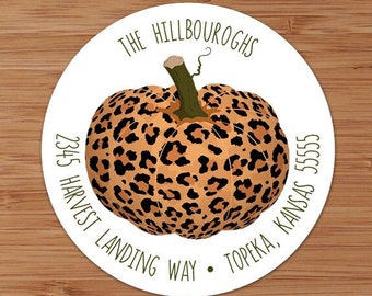 Leopard Print Pumpkin - Custom Address Labels or Stickers