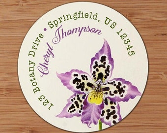 Vintage Purple Orchid - Custom Address Labels or Stickers