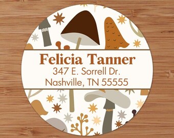 Neutral Mushrooms Custom Address Labels or Stickers