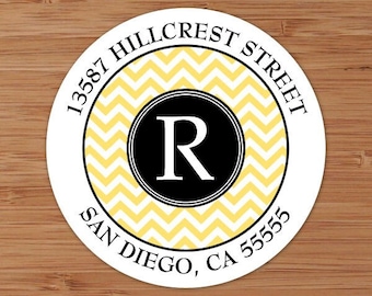 Chevron Initial Custom Address Labels or Stickers