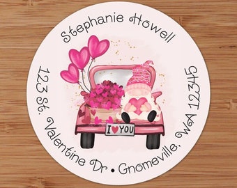 Valentine Gnome - CUSTOM Address Labels or Stickers