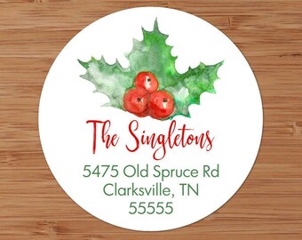 Christmas Holly Berry - CUSTOM Christmas Address Labels or Stickers