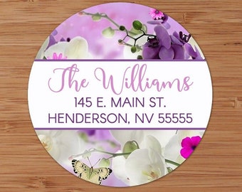 Lavender Orchids Custom Address Labels or Stickers