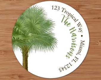 Tropical Palm Tree - Address Labels or Stickers