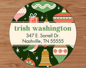 Boho Retro Christmas Ornaments Custom Address Labels or Stickers