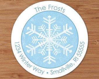 Shabby Snowflake - CUSTOM Christmas Address Labels or Stickers