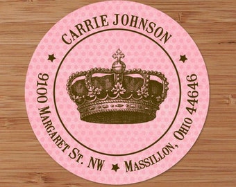 Carrie (Distressed Crown) - Custom Address Labels or Stickers