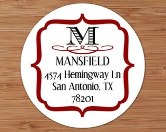 Fancy Bracket Initial Monogram - Custom Address Labels or Stickers