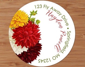 Vintage Dahlias - Custom Address Labels or Stickers