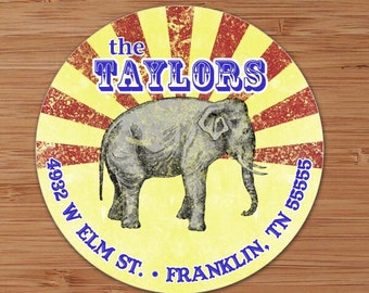 Circus Elephant - Custom Address Labels or Stickers