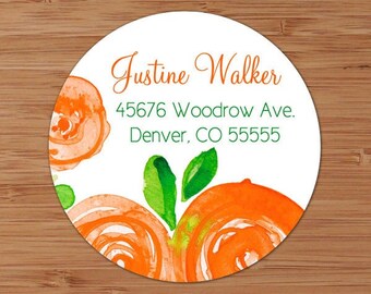 Orange Peonies - Custom Address Labels or Stickers