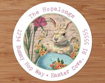 Vintage Easter Bunny - CUSTOM Address Labels or Stickers