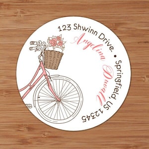 Bicycle With Basket Custom Address Labels or Stickers image 1