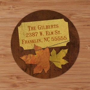 Brown Maple Leaves Custom Address Labels or Stickers image 1