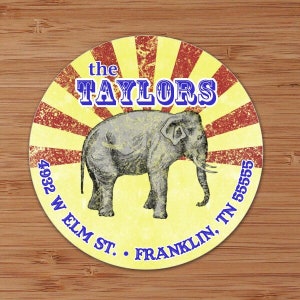 Circus Elephant - Custom Address Labels or Stickers