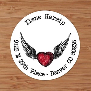 Winged Heart Custom Address Labels or Stickers