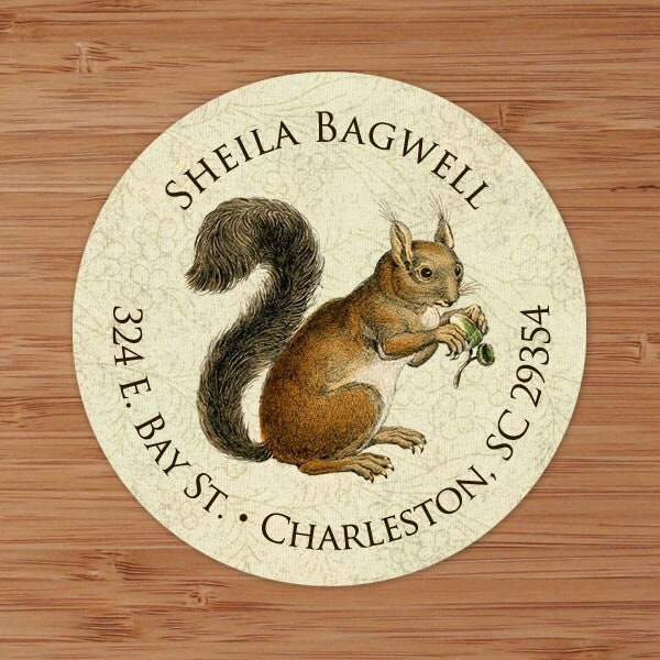 Shabby Squirrel - Custom Address Labels or Stickers