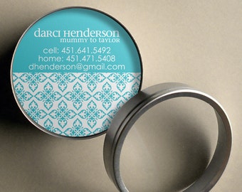 darci mod ornamental 50 custom round calling cards business cards tags in tin - Round Business Cards darci mod ornamental 50 custom round calling cards business cards tags in tin - Round Business Cards