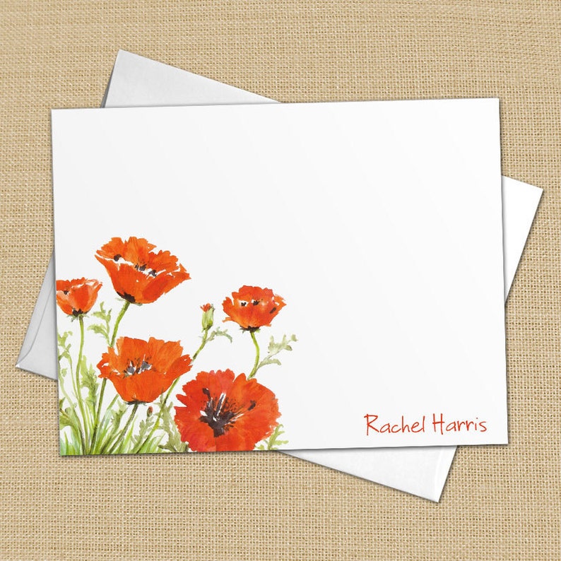 Red Poppies Custom Address Labels or Stickers image 3