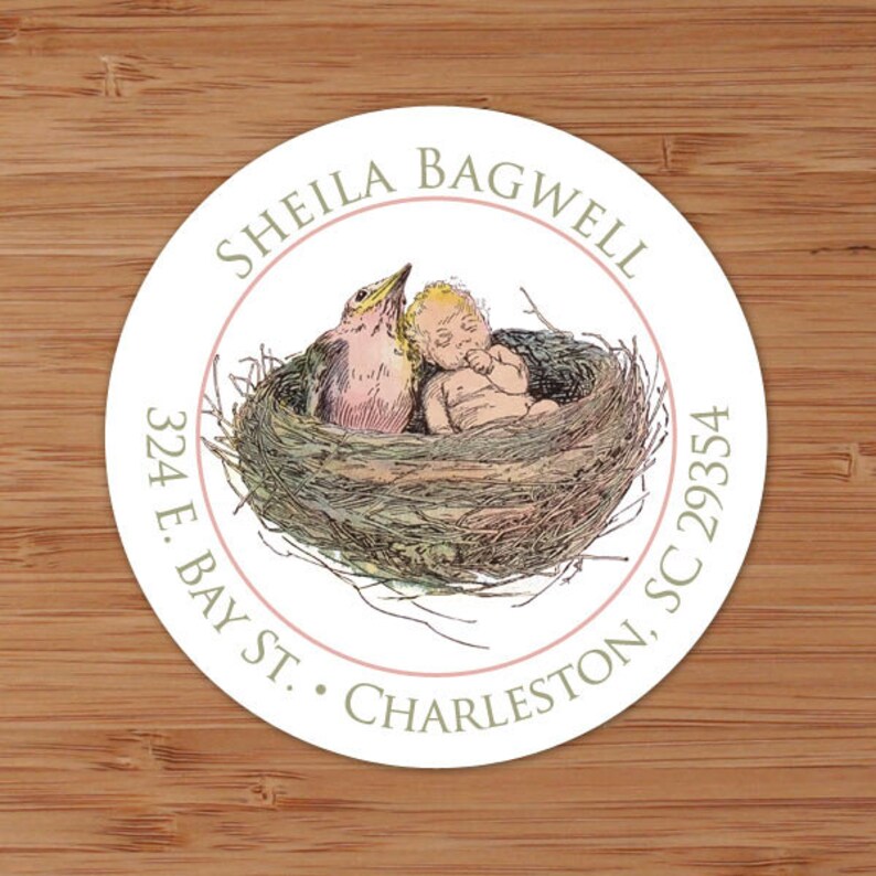 Baby Bird Nest Custom Address Labels or Stickers Etsy