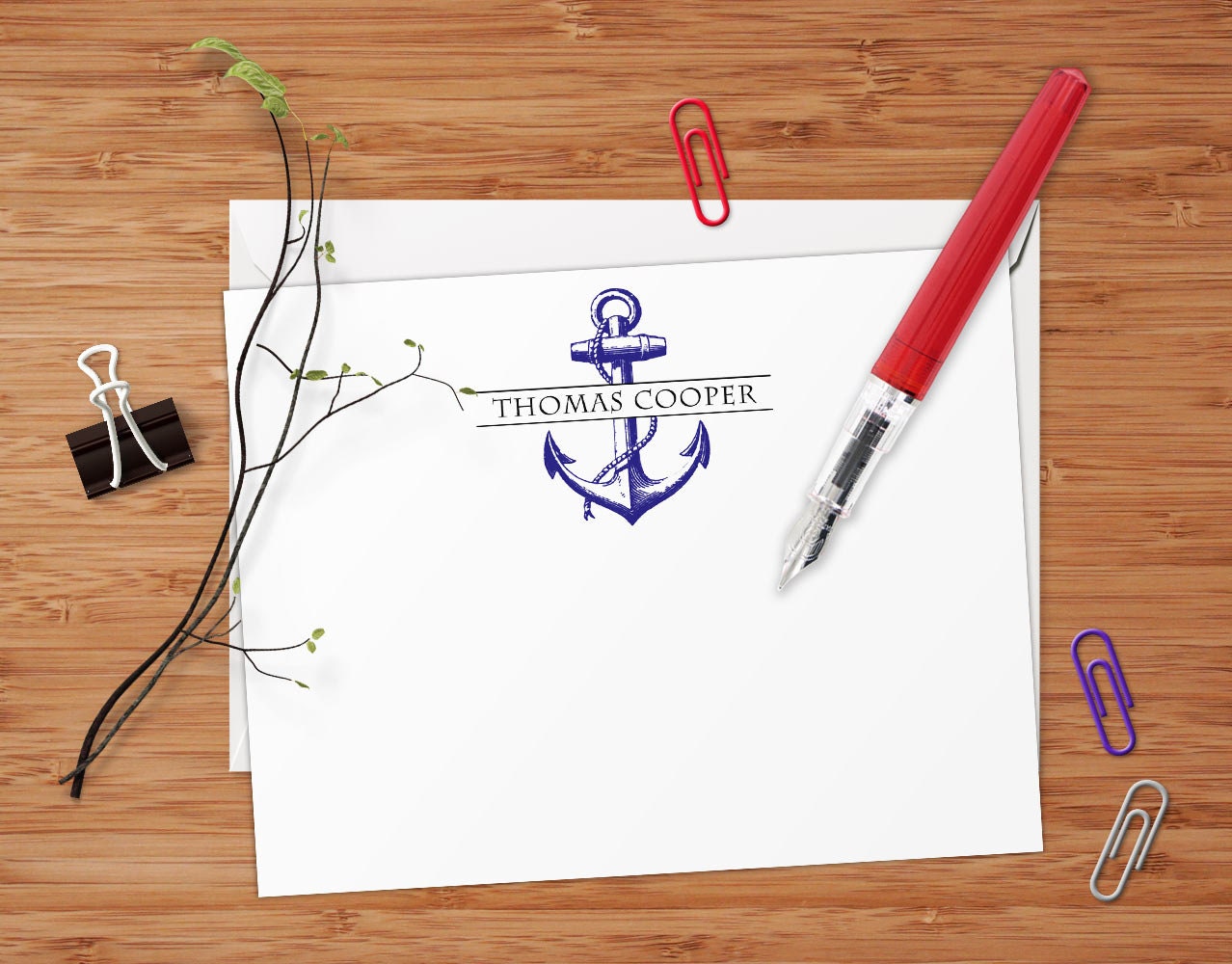 Nautical Anchor Set of 8 CUSTOM Personalized Flat Note Etsy