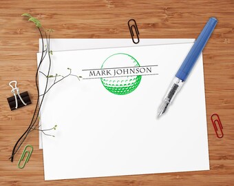 Golf Ball - Set of 8 CUSTOM Personalized Flat Note Cards/ Stationery