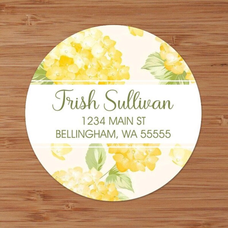 Hydrangea Label Sunny Yellow Hydrangeas - Address Labels or Stickers - Etsy