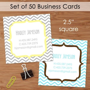 Retro Chevron 50 Custom Square Business or Calling Cards image 1