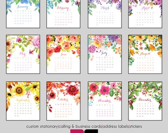 2024 Desk Calendar - Watercolor Floral Designs with Clear Case