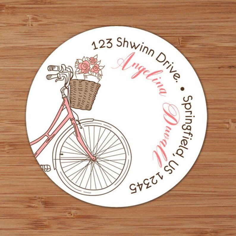 Bicycle With Basket Custom Address Labels or Stickers image 1