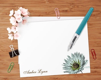 Botany - Set of 8 CUSTOM Personalized Flat Note Cards/ Stationery